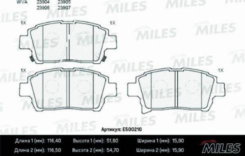 Miles E500210 - Bremžu uzliku kompl., Disku bremzes adetalas.lv