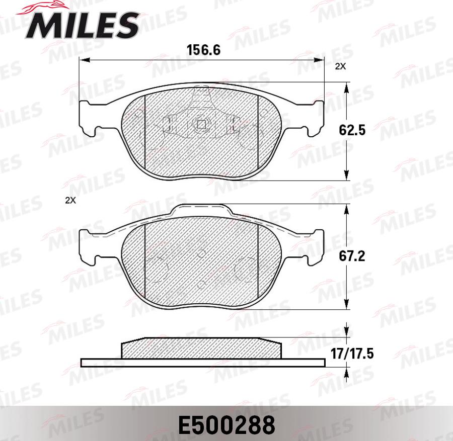 Miles E500288 - Bremžu uzliku kompl., Disku bremzes adetalas.lv