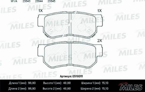 Miles E510011 - Bremžu uzliku kompl., Disku bremzes adetalas.lv