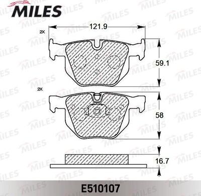 Miles E510107 - Bremžu uzliku kompl., Disku bremzes adetalas.lv