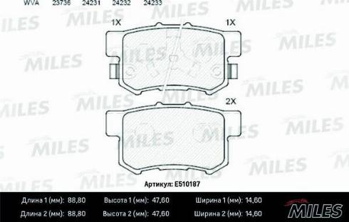 Miles E510187 - Bremžu uzliku kompl., Disku bremzes adetalas.lv