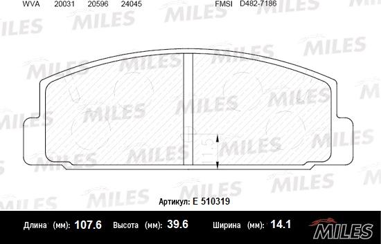 Miles E510319 - Bremžu uzliku kompl., Disku bremzes adetalas.lv