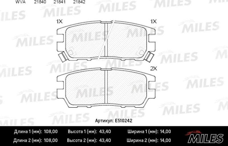 Miles E510242 - Bremžu uzliku kompl., Disku bremzes adetalas.lv