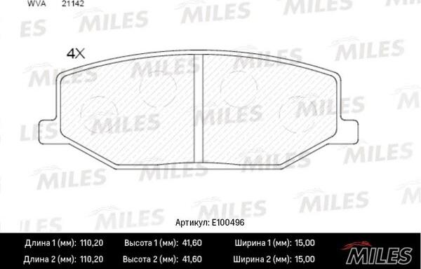 Miles E100496 - Bremžu uzliku kompl., Disku bremzes adetalas.lv