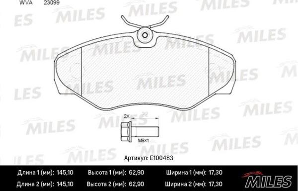 Miles E100483 - Bremžu uzliku kompl., Disku bremzes adetalas.lv