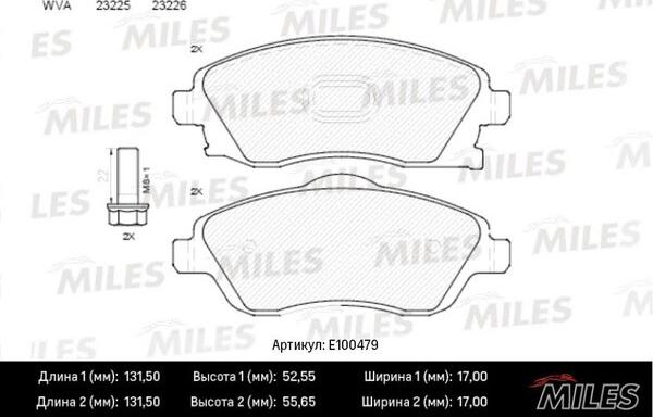 Miles E100479 - Bremžu uzliku kompl., Disku bremzes adetalas.lv