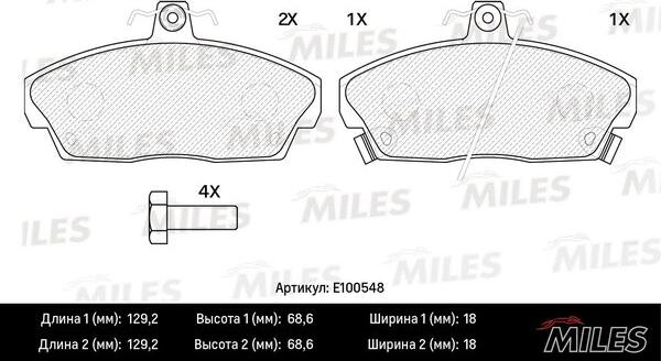 Miles E100548 - Bremžu uzliku kompl., Disku bremzes adetalas.lv