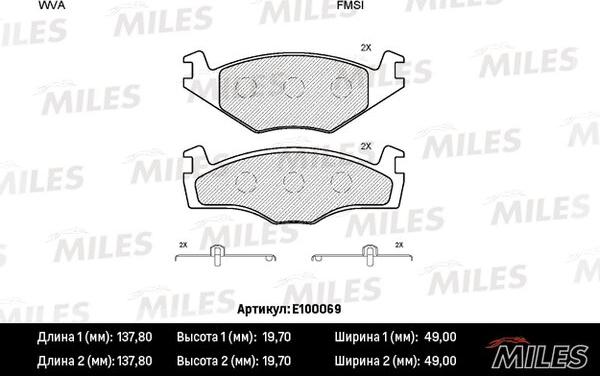 Miles E100069 - Bremžu uzliku kompl., Disku bremzes adetalas.lv