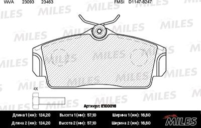 Miles E100016 - Bremžu uzliku kompl., Disku bremzes adetalas.lv