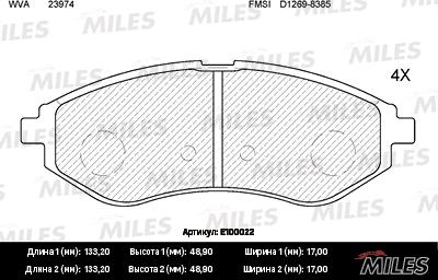 Miles E100022 - Bremžu uzliku kompl., Disku bremzes adetalas.lv