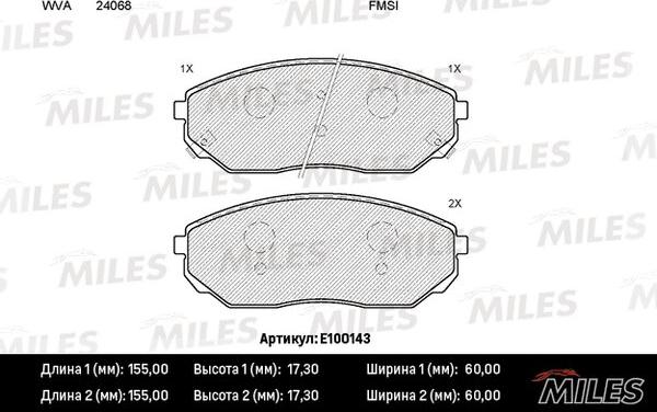 Miles E100143 - Bremžu uzliku kompl., Disku bremzes adetalas.lv