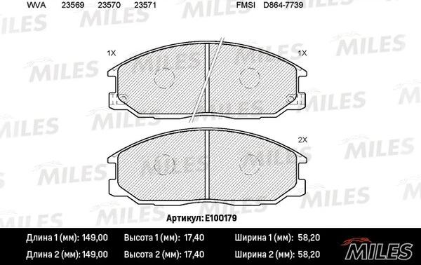 Miles E100179 - Bremžu uzliku kompl., Disku bremzes adetalas.lv