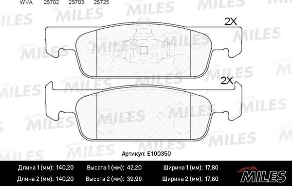 Miles E100350 - Bremžu uzliku kompl., Disku bremzes adetalas.lv