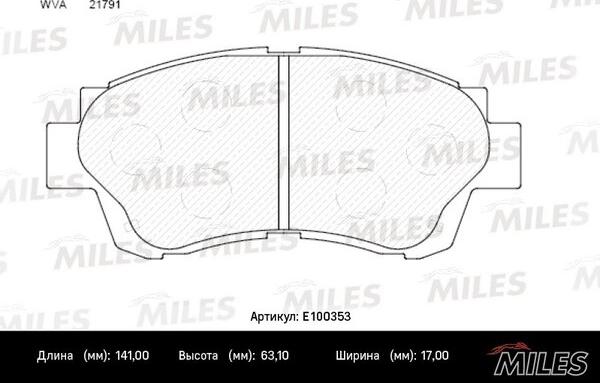 Miles E100353 - Bremžu uzliku kompl., Disku bremzes adetalas.lv