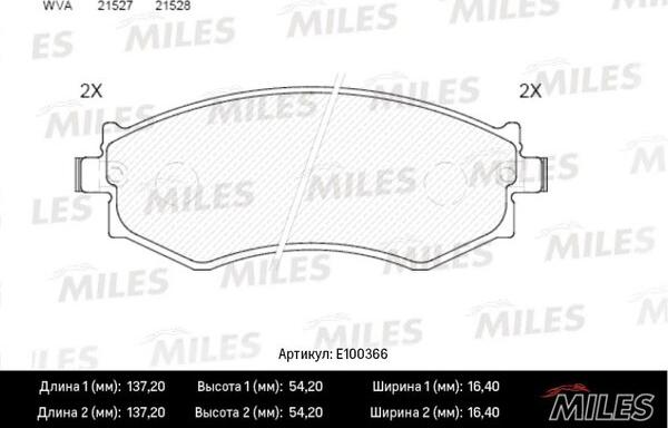 Miles E100366 - Bremžu uzliku kompl., Disku bremzes adetalas.lv