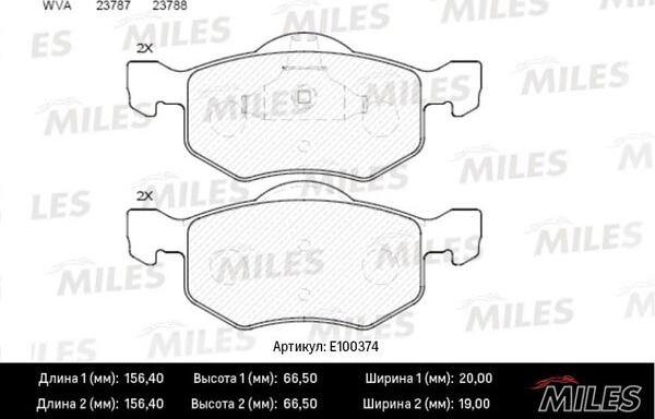 Miles E100374 - Bremžu uzliku kompl., Disku bremzes adetalas.lv