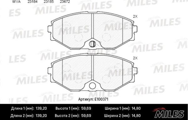 Miles E100371 - Bremžu uzliku kompl., Disku bremzes adetalas.lv