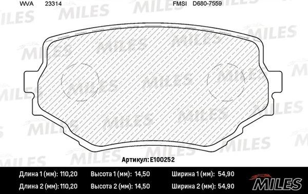 Miles E100252 - Bremžu uzliku kompl., Disku bremzes adetalas.lv