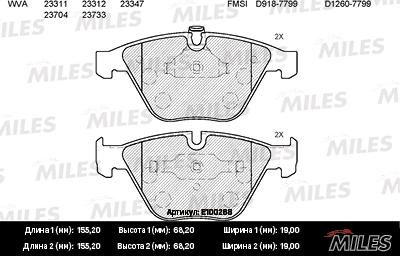 Miles E100268 - Bremžu uzliku kompl., Disku bremzes adetalas.lv