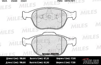 Miles E100288 - Bremžu uzliku kompl., Disku bremzes adetalas.lv