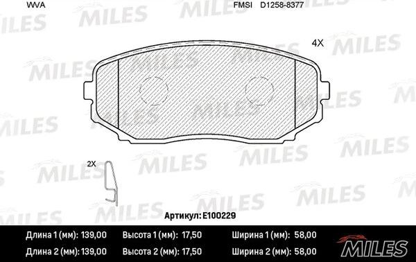 Miles E100229 - Bremžu uzliku kompl., Disku bremzes adetalas.lv