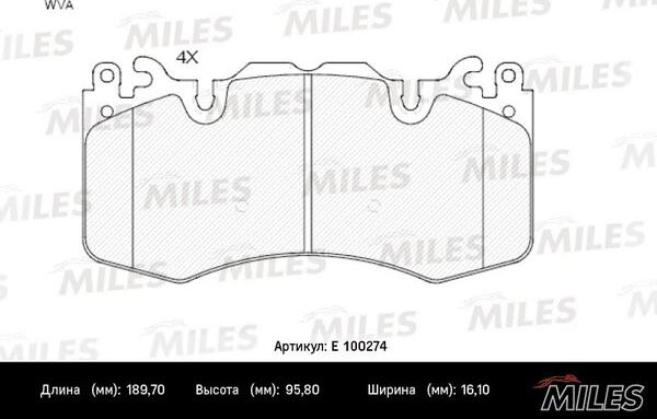 Miles E100274 - Bremžu uzliku kompl., Disku bremzes adetalas.lv