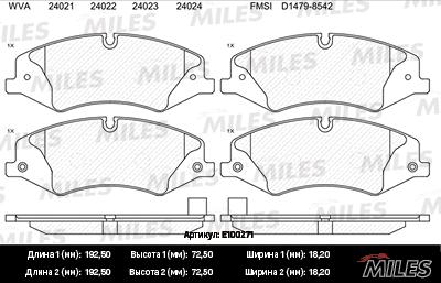 Miles E100271 - Bremžu uzliku kompl., Disku bremzes adetalas.lv