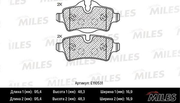 Miles E110531 - Bremžu uzliku kompl., Disku bremzes adetalas.lv