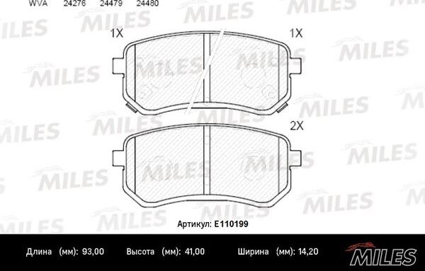 Miles E110199 - Bremžu uzliku kompl., Disku bremzes adetalas.lv