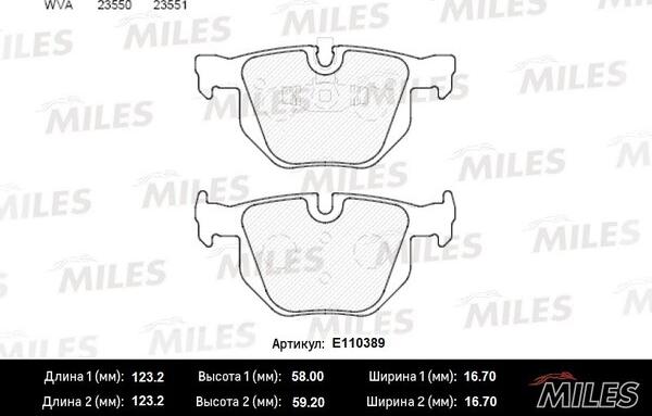 Miles E110389 - Bremžu uzliku kompl., Disku bremzes adetalas.lv