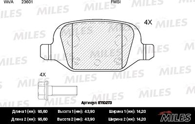 Miles E110273 - Bremžu uzliku kompl., Disku bremzes adetalas.lv