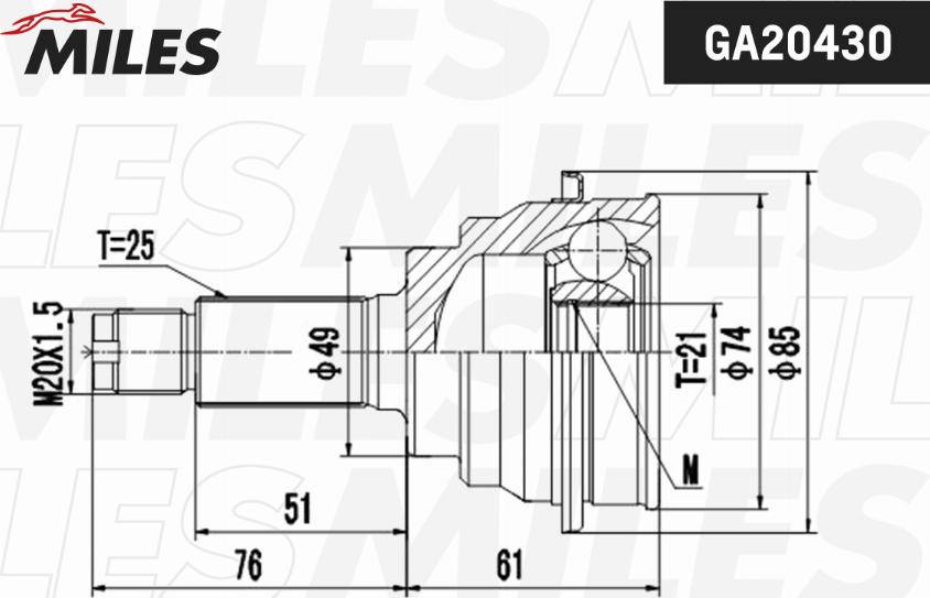 Miles GA20430 - Šarnīru komplekts, Piedziņas vārpsta adetalas.lv