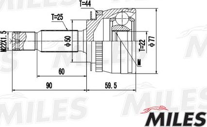 Miles GA20612 - Šarnīru komplekts, Piedziņas vārpsta adetalas.lv