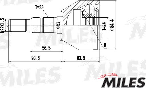 Miles GA20345 - Šarnīru komplekts, Piedziņas vārpsta adetalas.lv