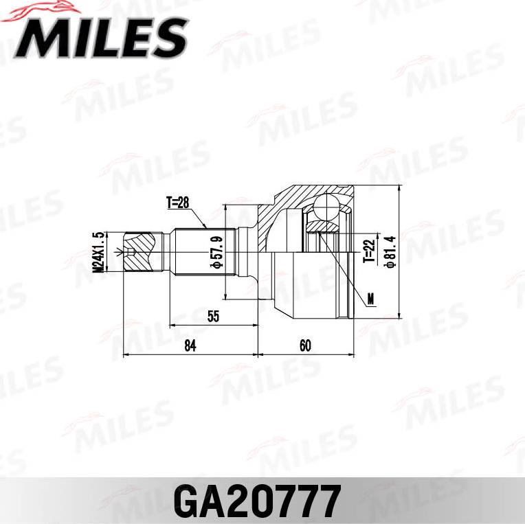 Miles GA20777 - Šarnīru komplekts, Piedziņas vārpsta adetalas.lv