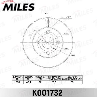 Miles K001732 - Bremžu diski adetalas.lv