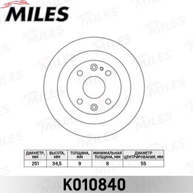 Miles K010840 - Bremžu diski adetalas.lv