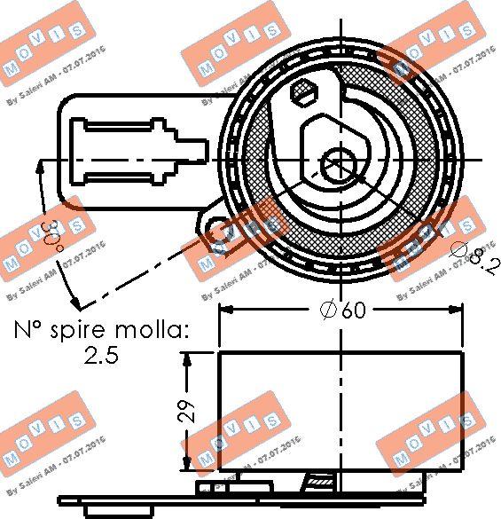 MOVIS AST3415 - Spriegotājrullītis, Gāzu sadales mehānisma piedziņas siksna adetalas.lv