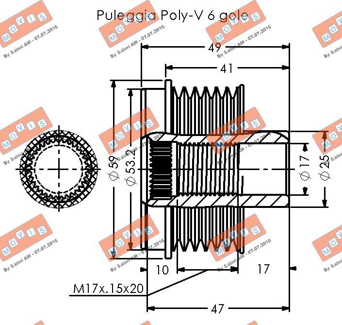 MOVIS AST3527 - Piedziņas skriemelis, Ģenerators adetalas.lv