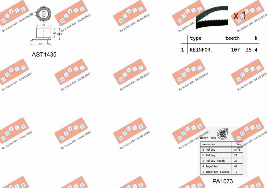 MOVIS ASTK0904PA - Ūdenssūknis + Zobsiksnas komplekts adetalas.lv