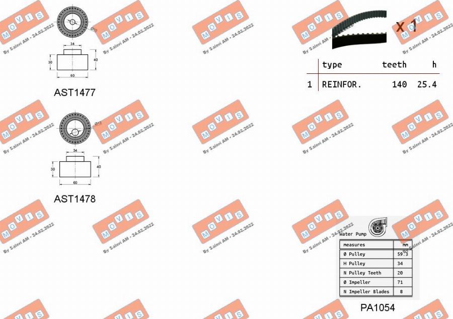 MOVIS ASTK0915PA2 - Ūdenssūknis + Zobsiksnas komplekts adetalas.lv