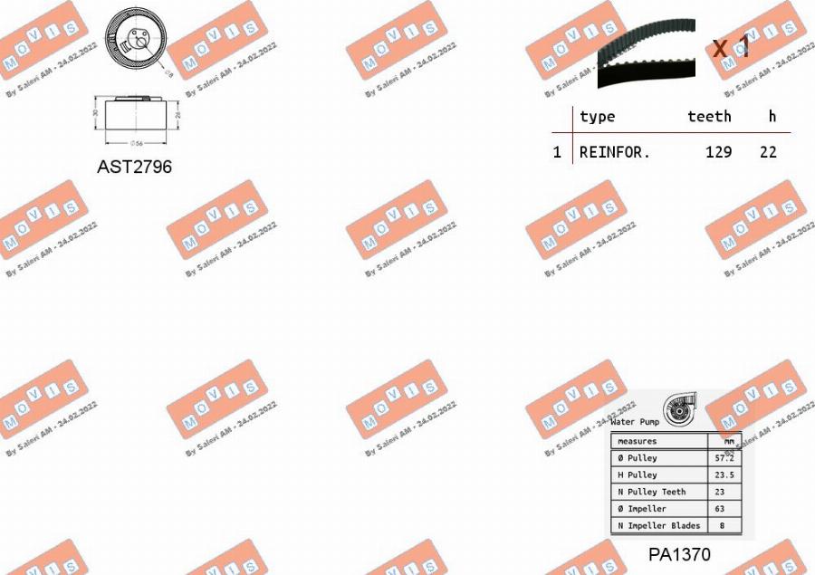 MOVIS ASTK1062PA - Ūdenssūknis + Zobsiksnas komplekts adetalas.lv