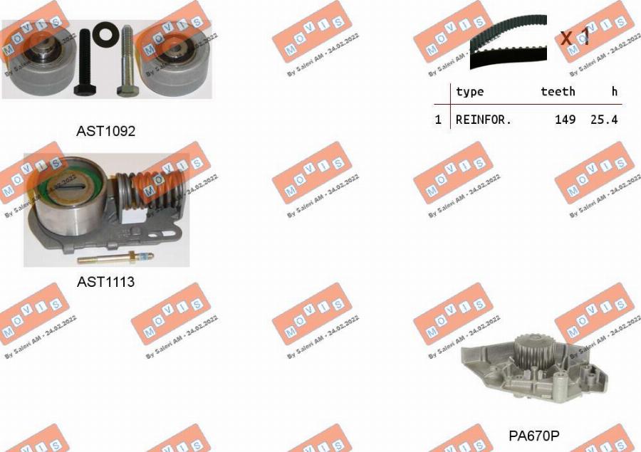 MOVIS ASTK1038PA - Ūdenssūknis + Zobsiksnas komplekts adetalas.lv