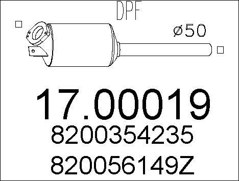 MTS 17.00019 - Nosēdumu / Daļiņu filtrs, Izplūdes gāzu sistēma adetalas.lv