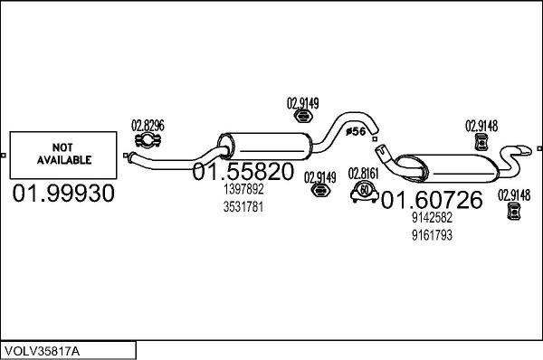 MTS VOLV35817A003984 - Izplūdes gāzu sistēma adetalas.lv