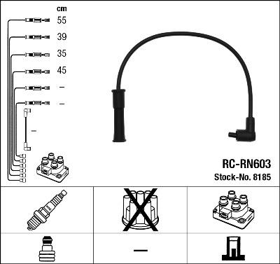 NGK 8185 - Augstsprieguma vadu komplekts adetalas.lv