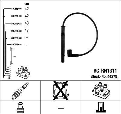 NGK 44278 - Augstsprieguma vadu komplekts adetalas.lv