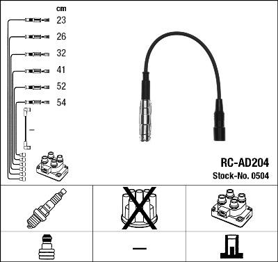 NGK 0504 - Augstsprieguma vadu komplekts adetalas.lv