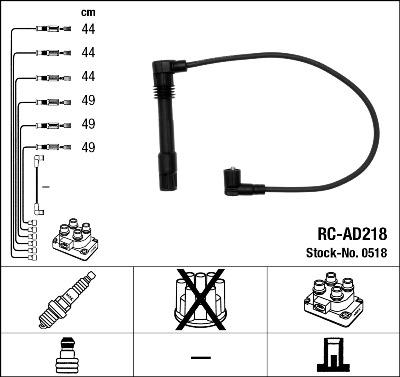 NGK 0518 - Augstsprieguma vadu komplekts adetalas.lv