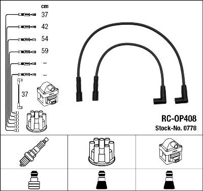 NGK 0778 - Augstsprieguma vadu komplekts adetalas.lv